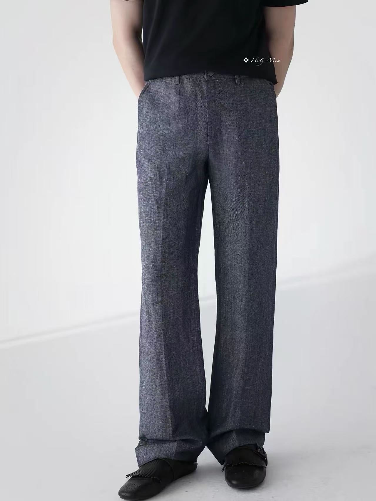 Linen-Wool Relaxed Trousers