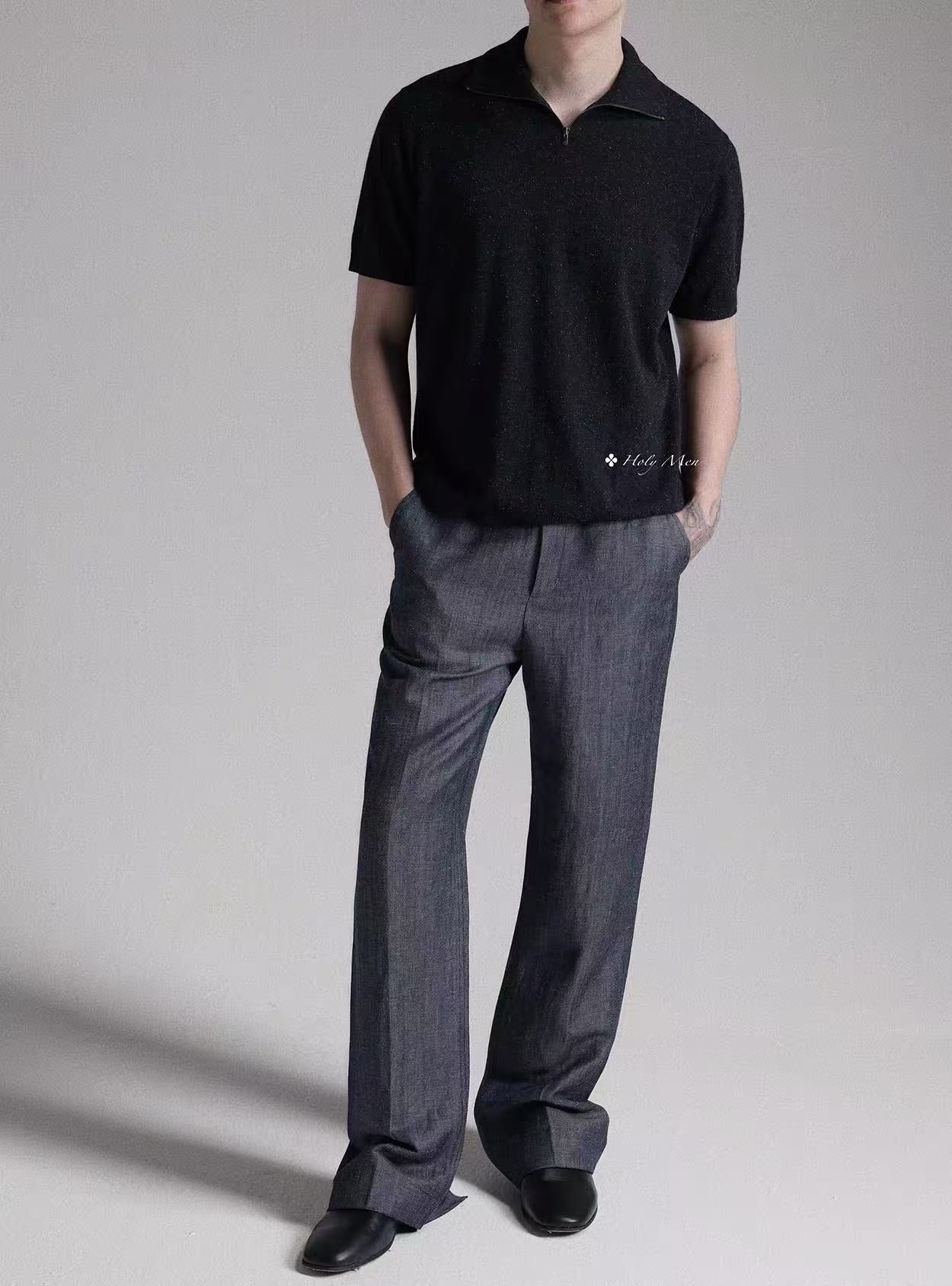 Linen-Wool Relaxed Trousers
