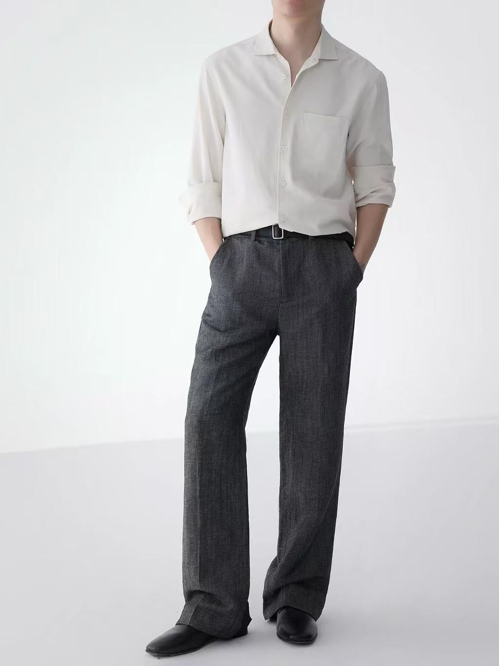 Linen-Wool Relaxed Trousers
