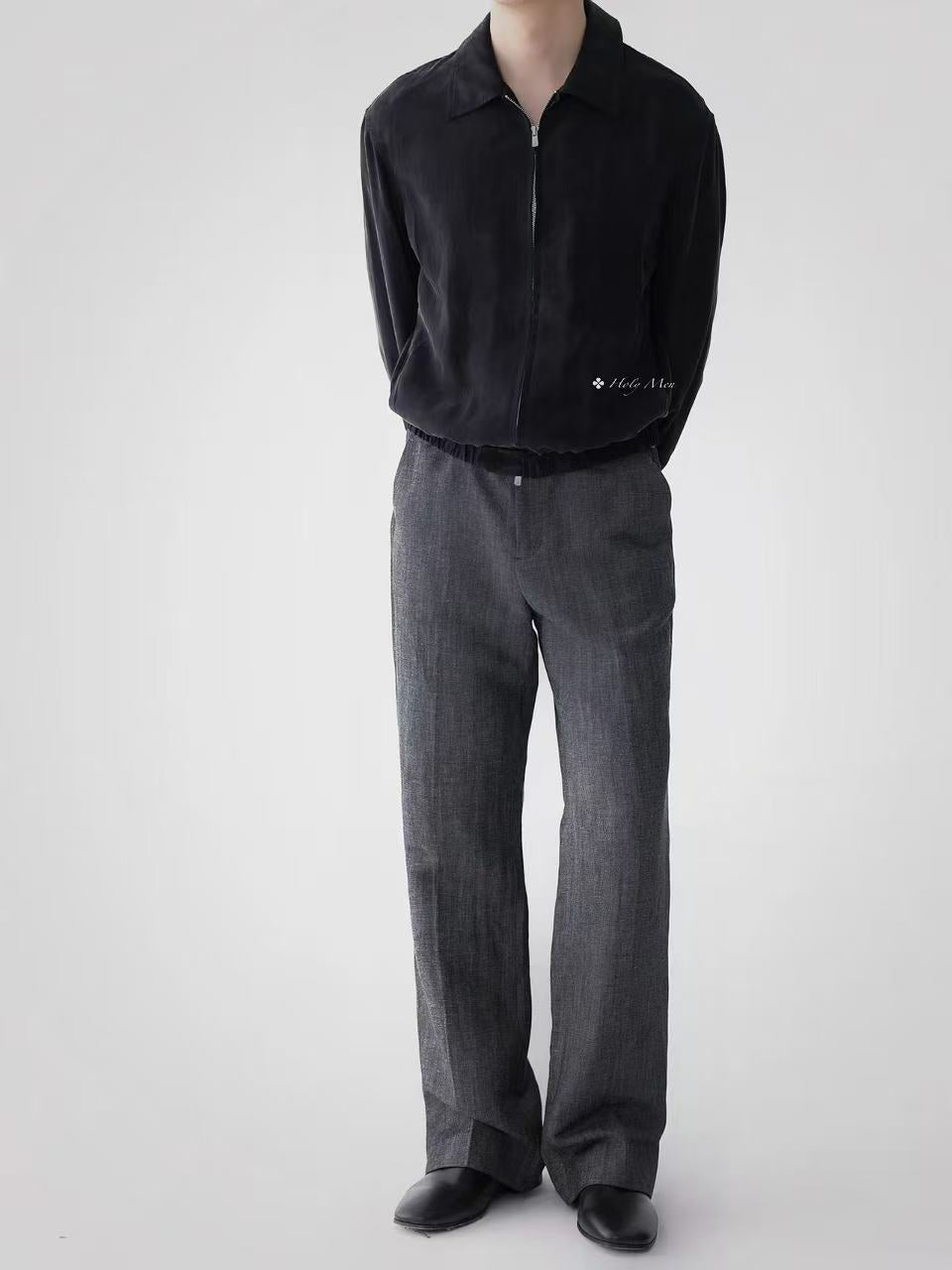Linen-Wool Relaxed Trousers