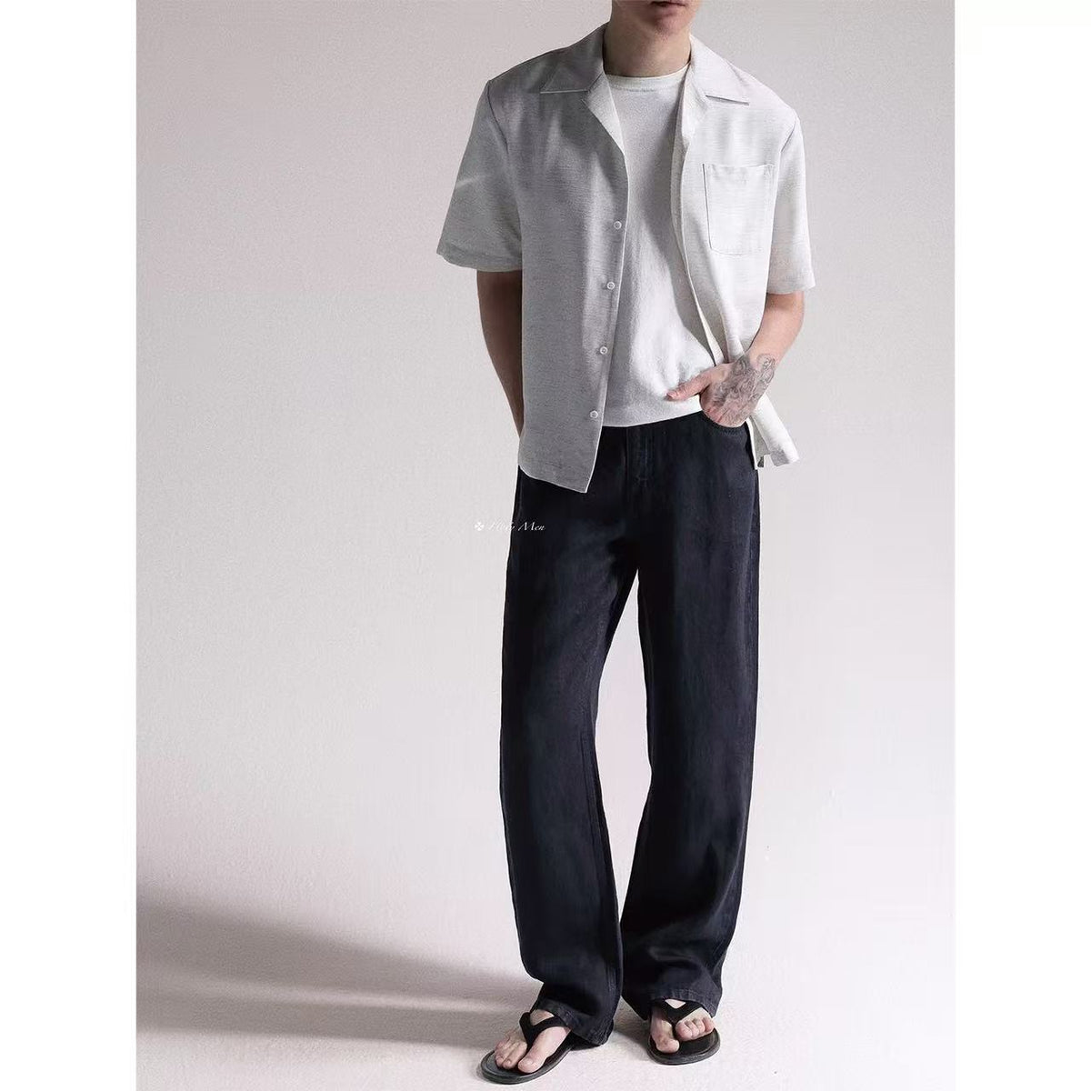 Linen Wide-Leg Jeans