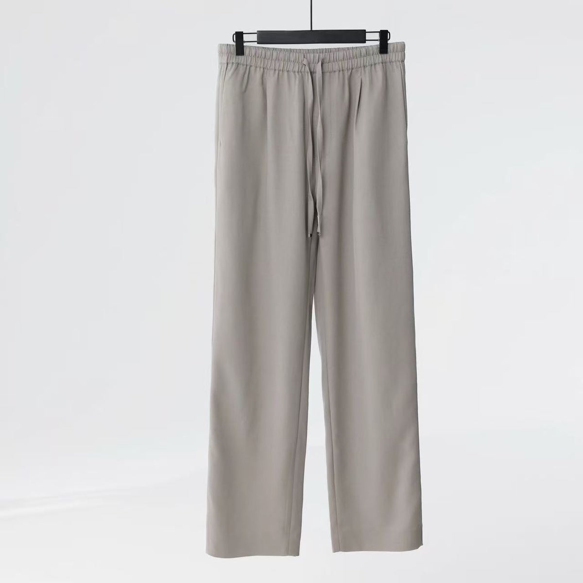 Wool–Triacetate Drawstring Trousers – Olive Grey
