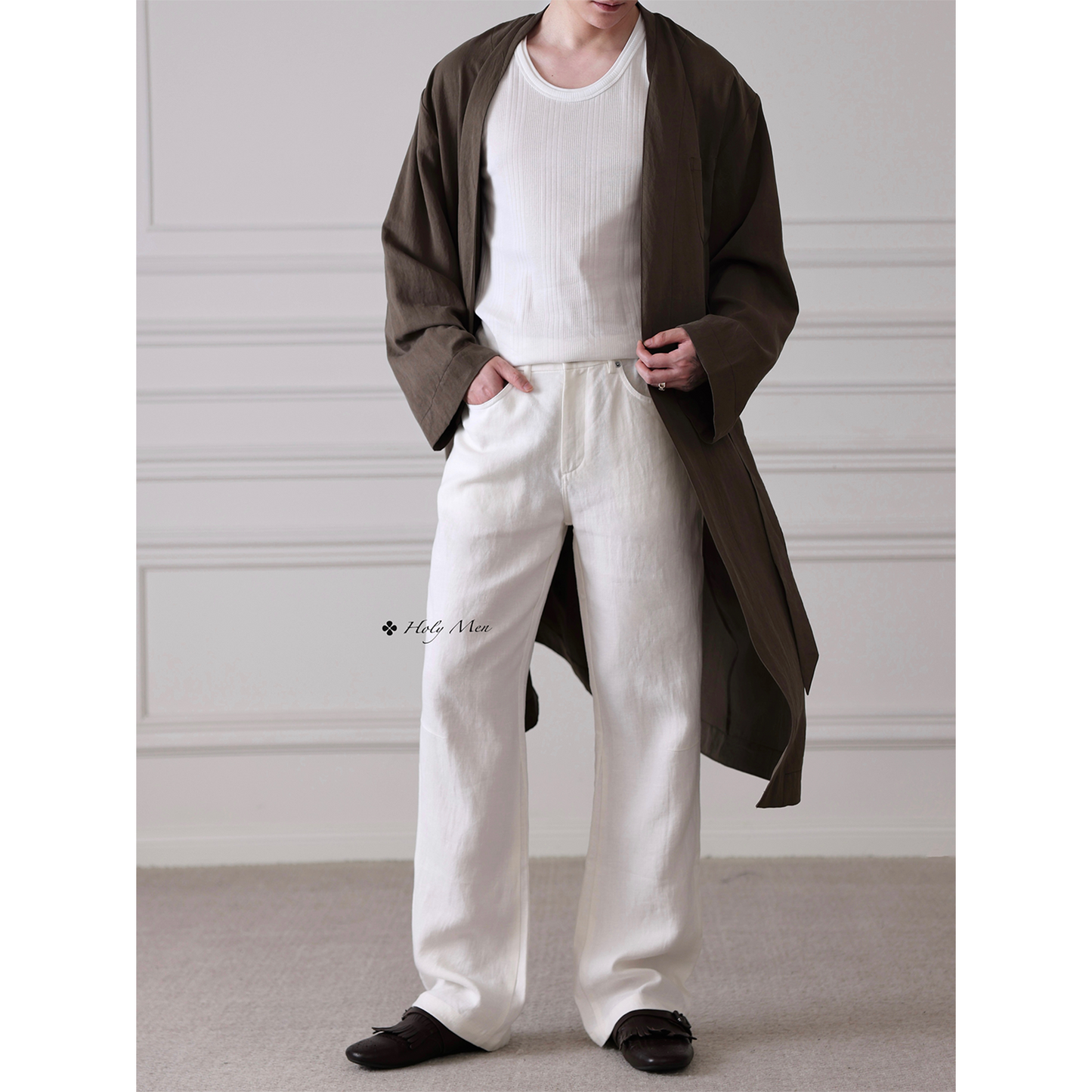 Premium Linen Blend Wide-Leg Trousers