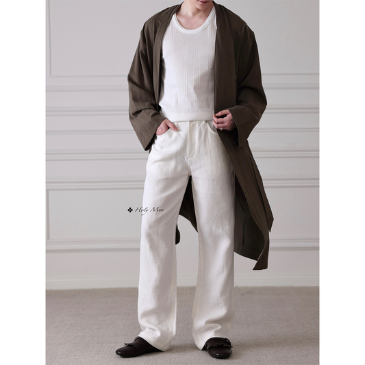 Premium Linen Blend Wide-Leg Trousers