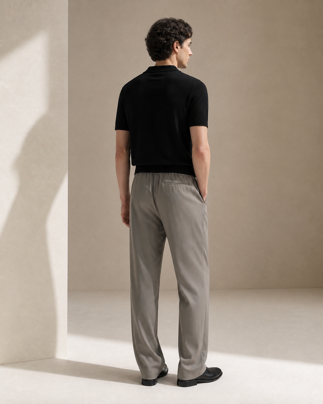 Wool–Triacetate Drawstring Trousers – Olive Grey