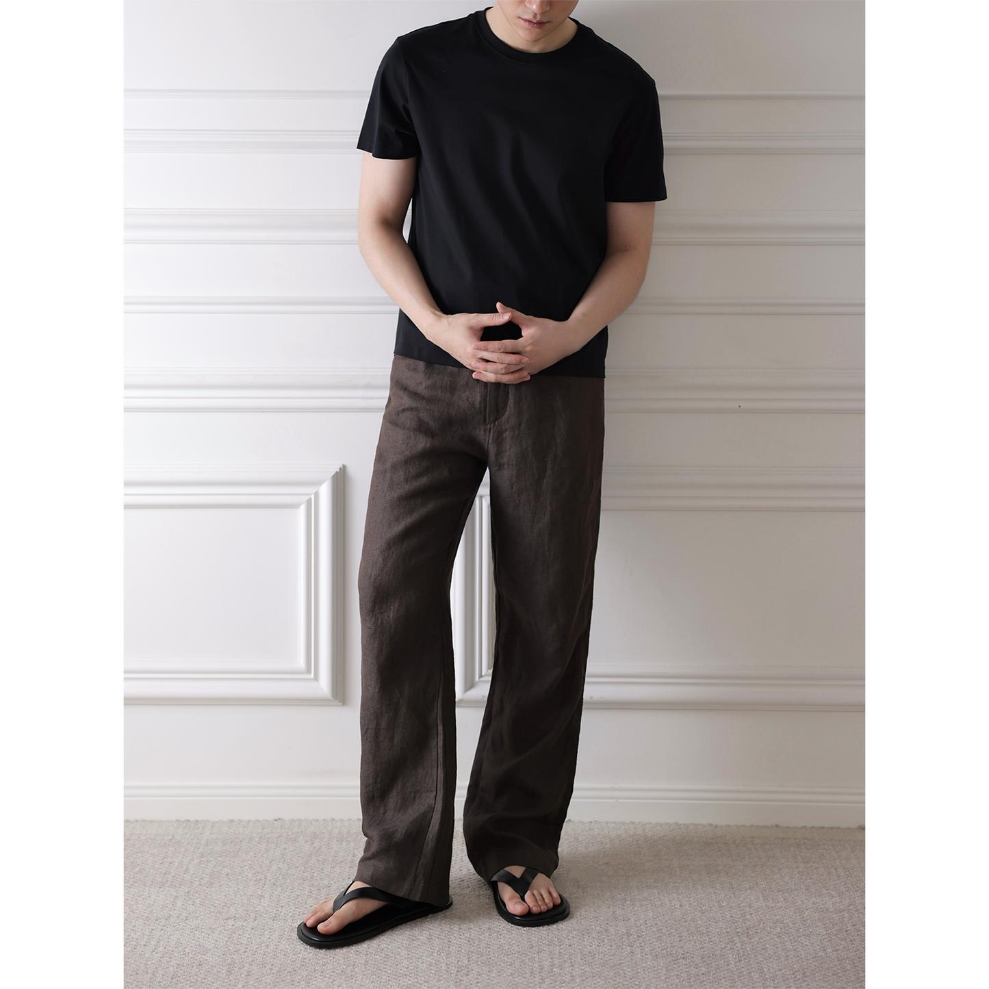 Premium Linen Blend Wide-Leg Trousers