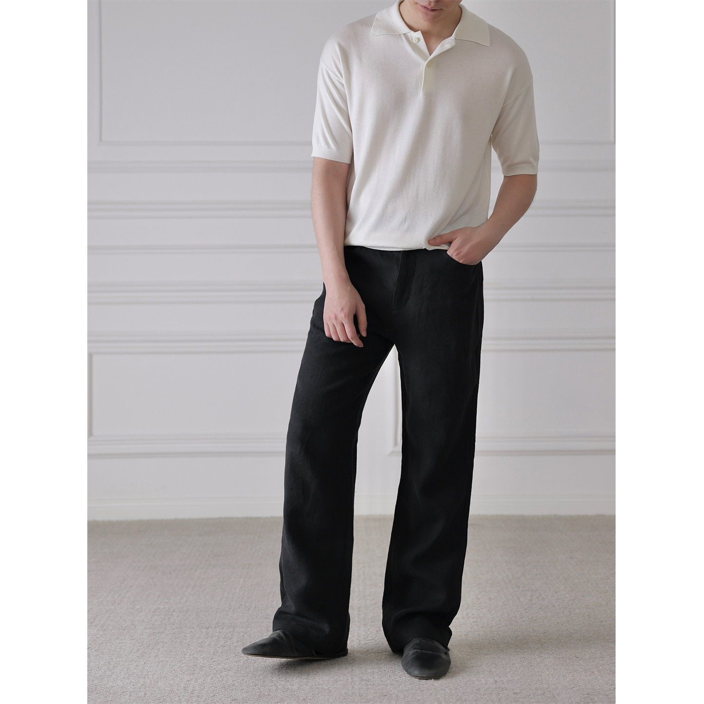 Premium Linen Blend Wide-Leg Trousers