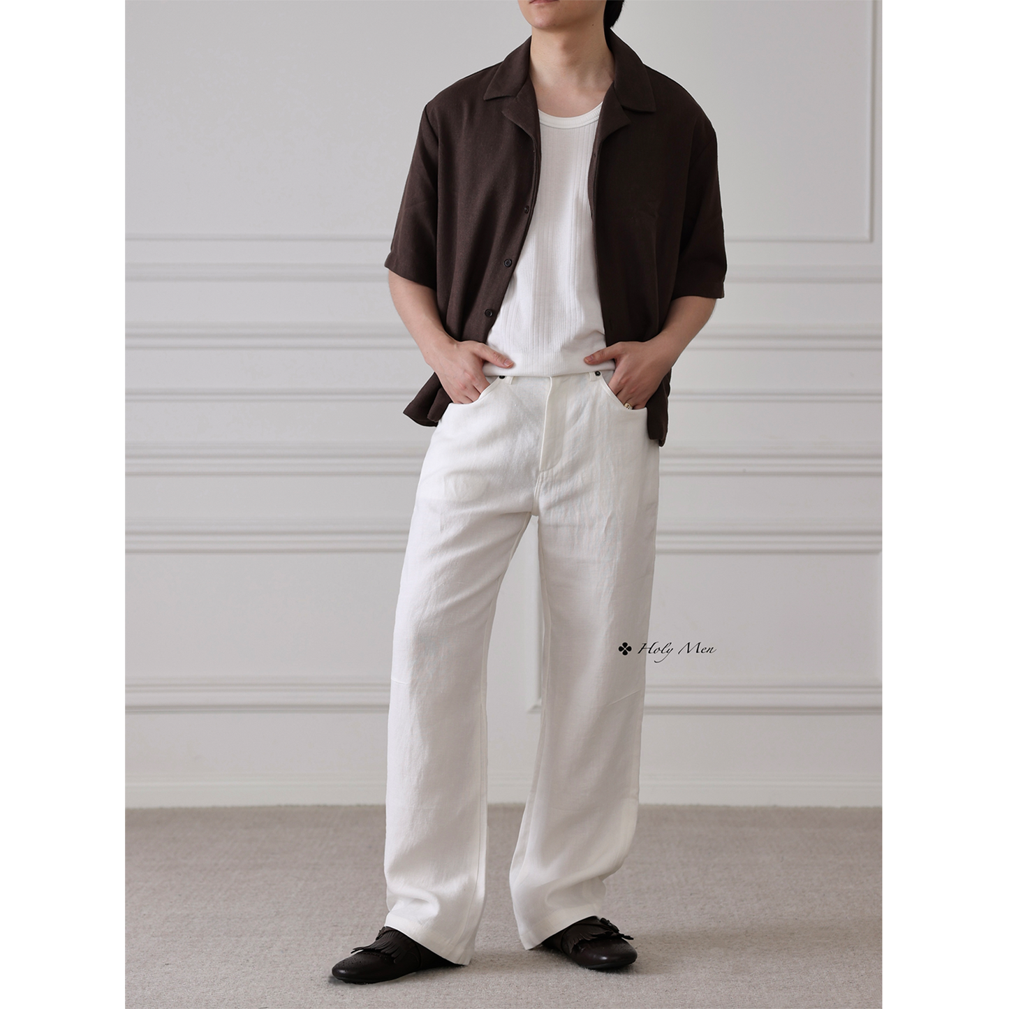 Premium Linen Blend Wide-Leg Trousers